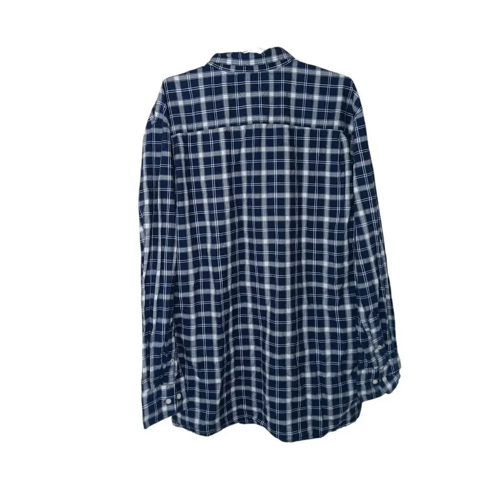 Tommy Hilfiger XXL Custom Fit Blue White Plaid Button Down Shirt Cotton Casual - Picture 3 of 16